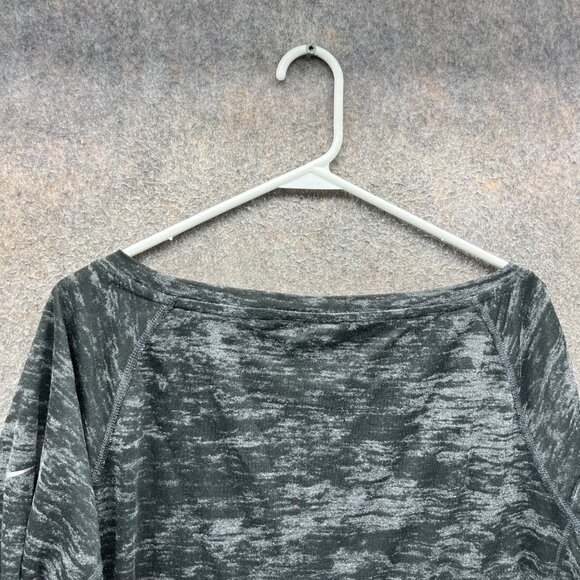 Nike Top Women Medium Black Gray Dri-FIT Long Sleeve Space Dye Athletic Pullover - Picture 7 of 9